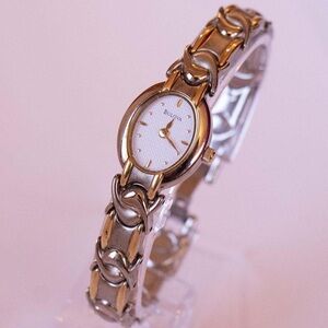 Bulova Women's Silver and Gold Chain Link Watch vintage